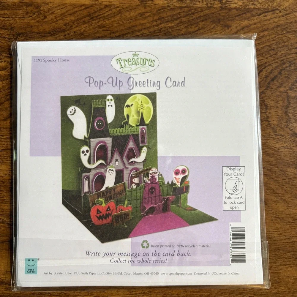 2 Up With Paper Halloween Pop Up Greeting Cards Witch Crescent Moon Spooky House